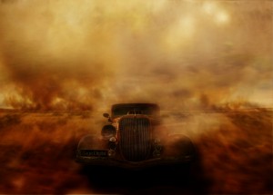 Car escaping from fire  